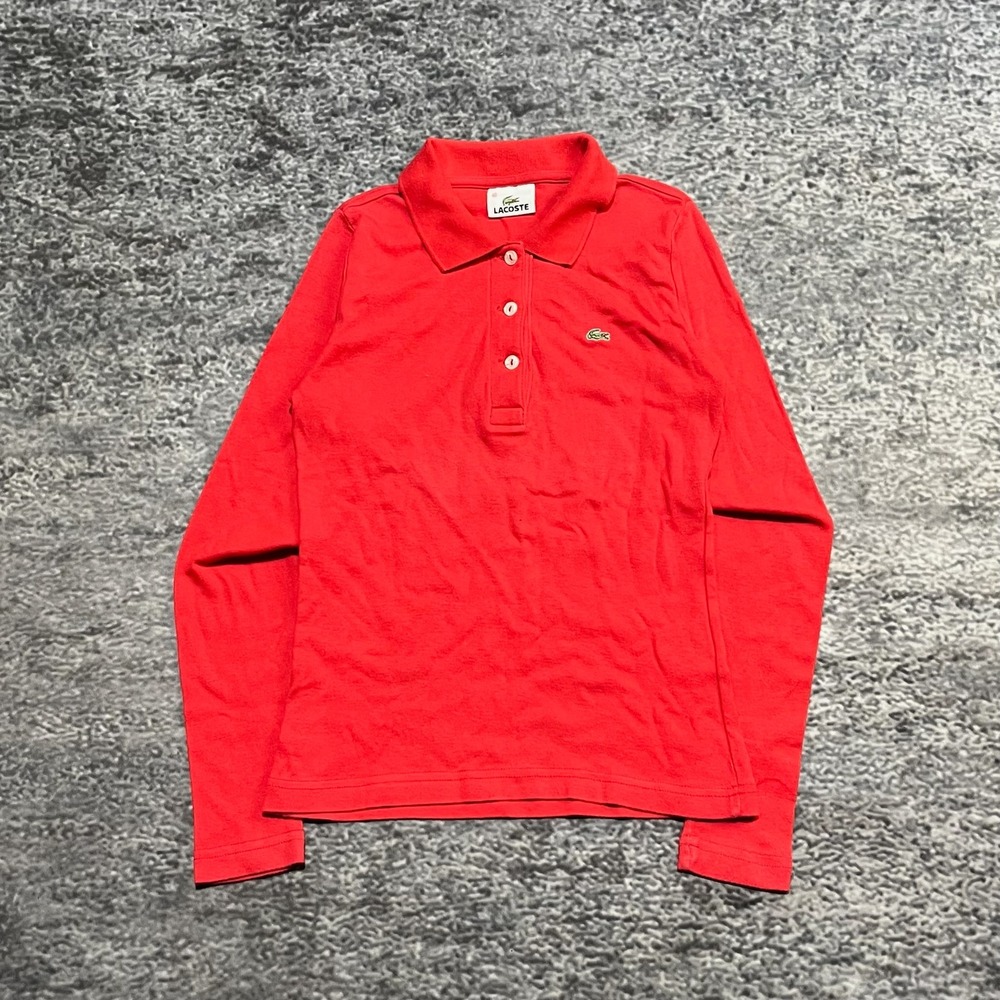 Vintage Lacoste Polo Shirt Long Sleeve Sweater Womens Size 40 (Medium) Red